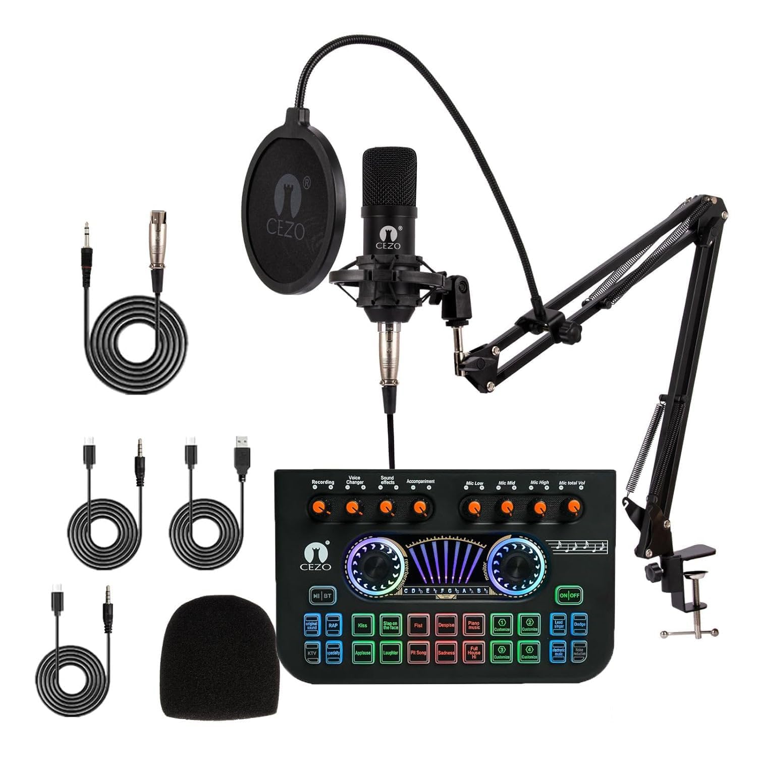 Cezo Podcast Equipment Bundle & X3 Audio Interface with Voice